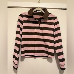 Striped Pink and Brown Long Sleeve Top